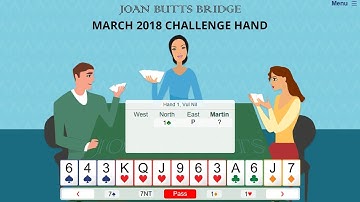 March 2018 Challenge Hand - Learn to play bridge with Joan Butts
