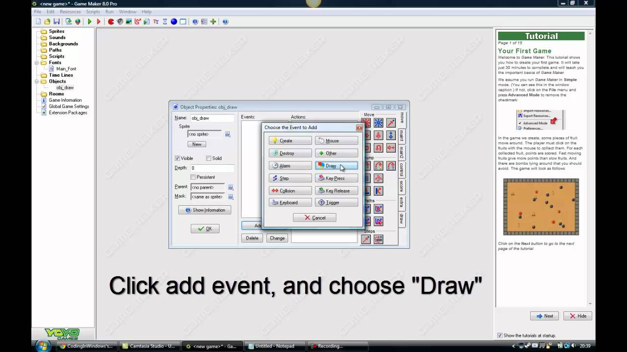 How To Use Draw Events In GameMaker