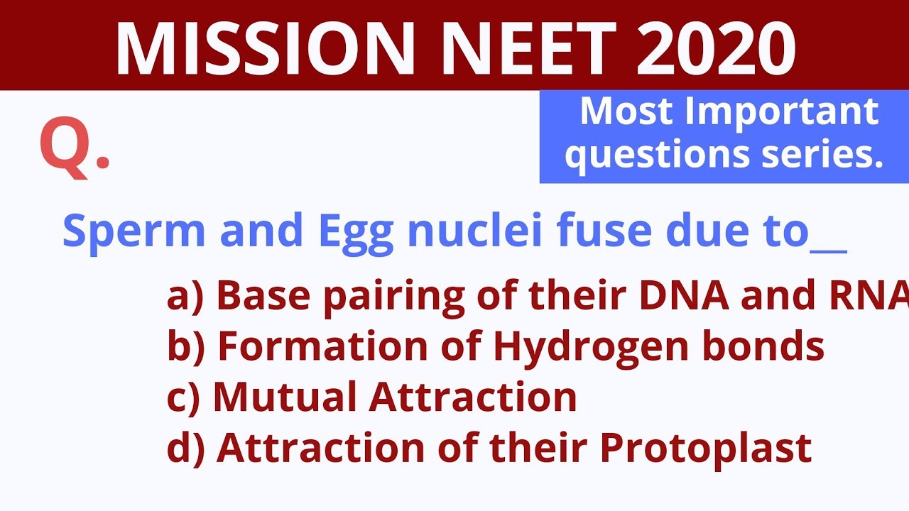 Most important questions series for NEET 2020 aspirants | Biology for ...