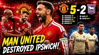 BRUNO FERNANDES DESTROYED IPSWICH! 😱 | Manchester United 5-2 Ipswich | Hat-Trick Hat Trick Bruno Man Utd 5 2 Ipswich Sorotan Pertandingan