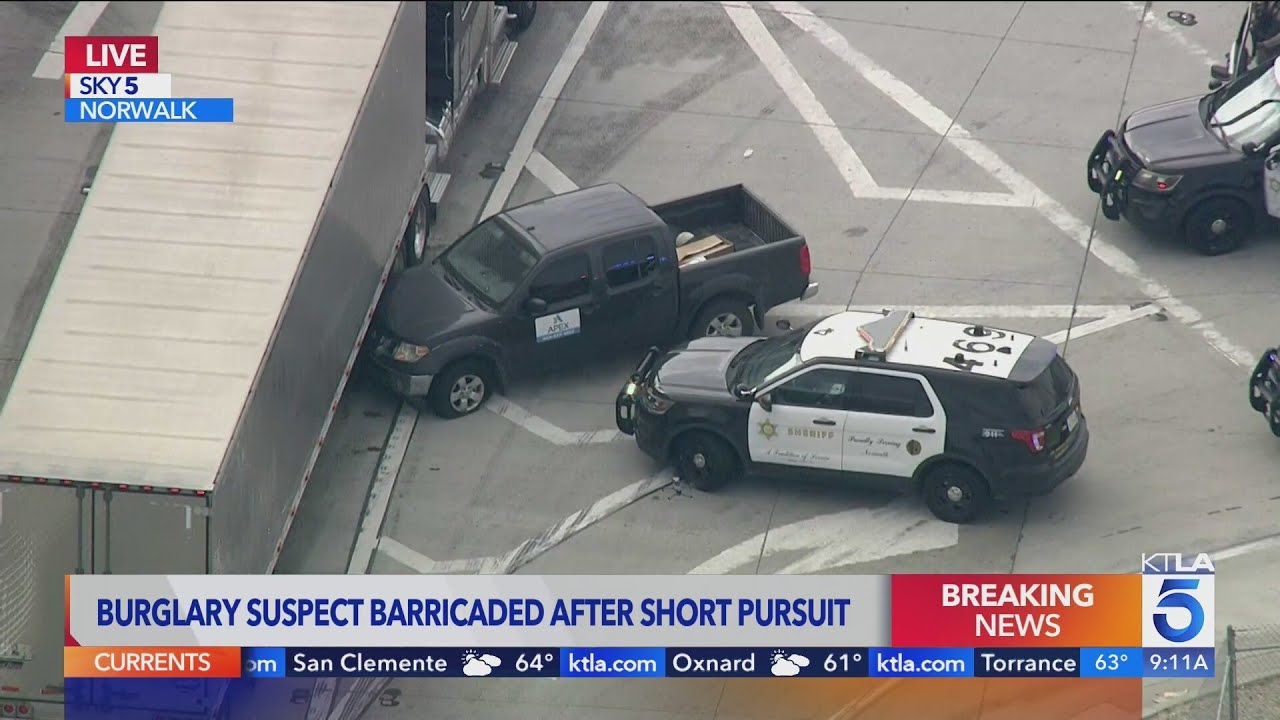 Burglary suspect in standoff with deputies after Norwalk pursuit - YouTube