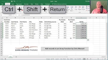 Add records to an Array Function in Excel by Chris Menard