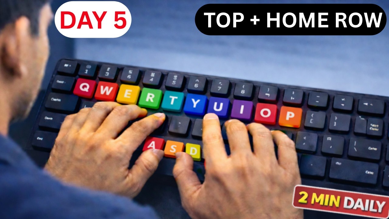 English Typing Course Day 5 | Free Lessons in Hindi | Touch Typing Top ...