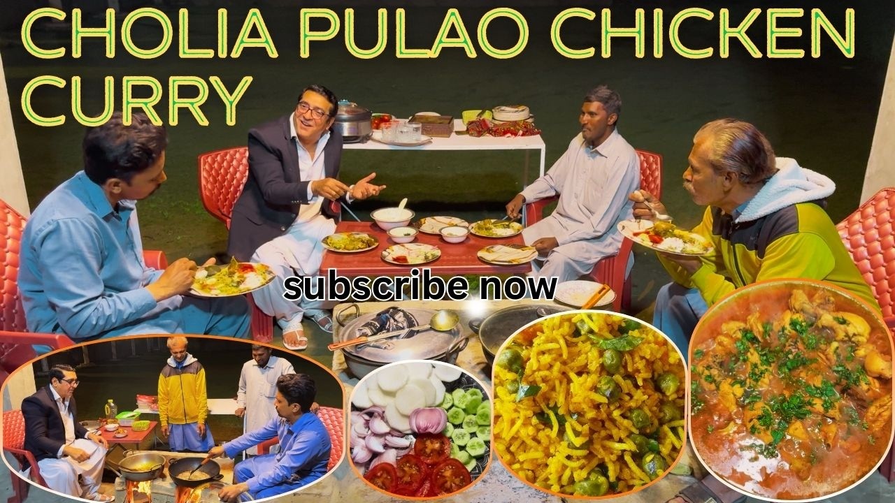 Green Channa Pulao Sath Chicken Curry | Cholia