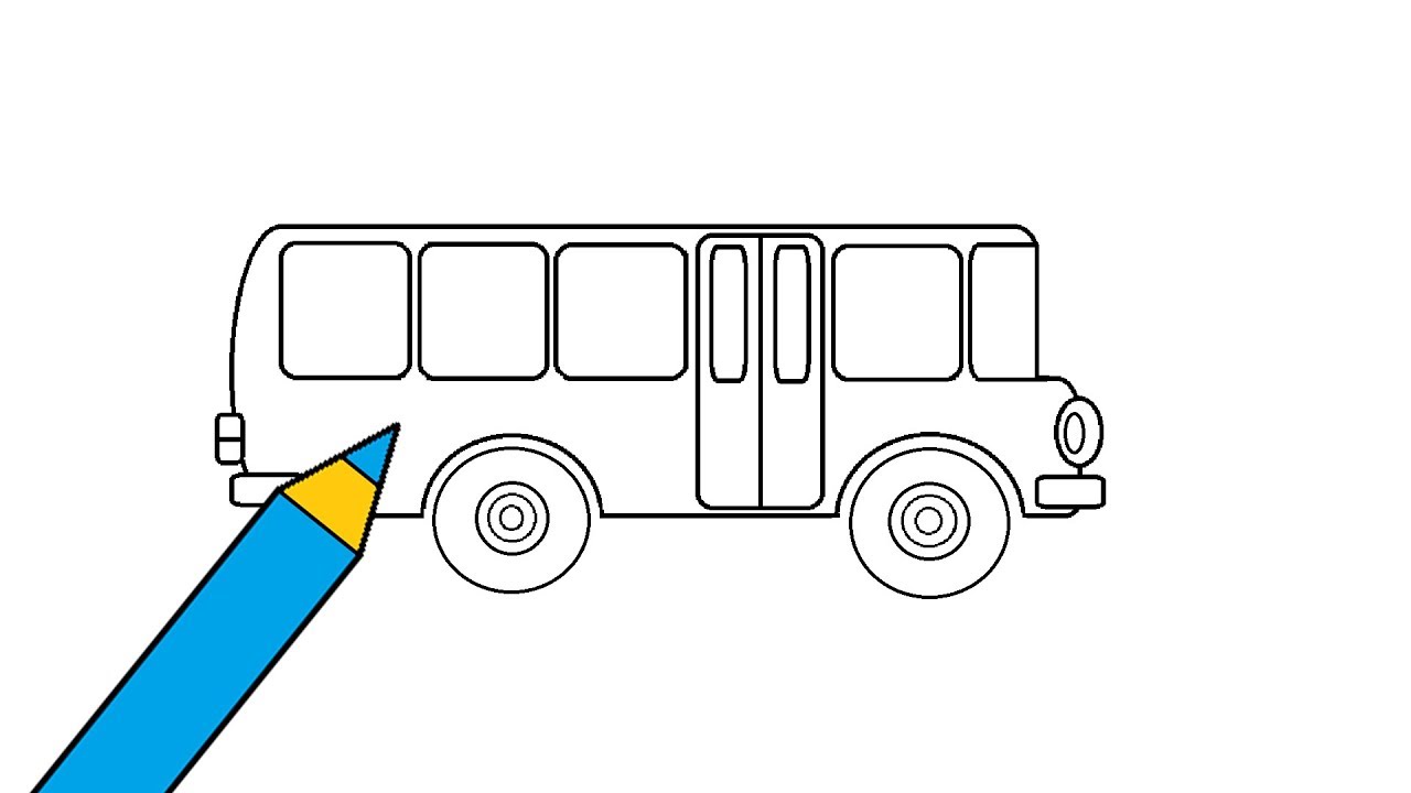 Как нарисовать автобус карандашом поэтапно для детей