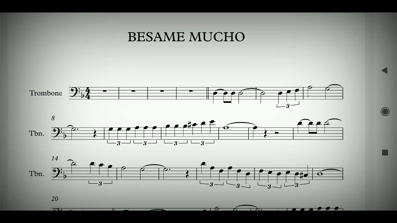 BESAME MUCHO Trombone Sheet Music