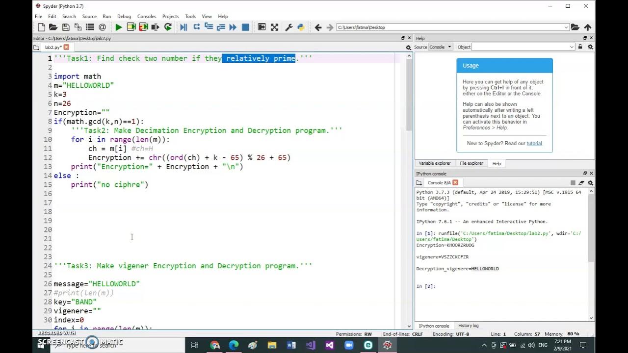 شرح خوارزمية ال Decimation cipher and Relatively prime by Python using ...