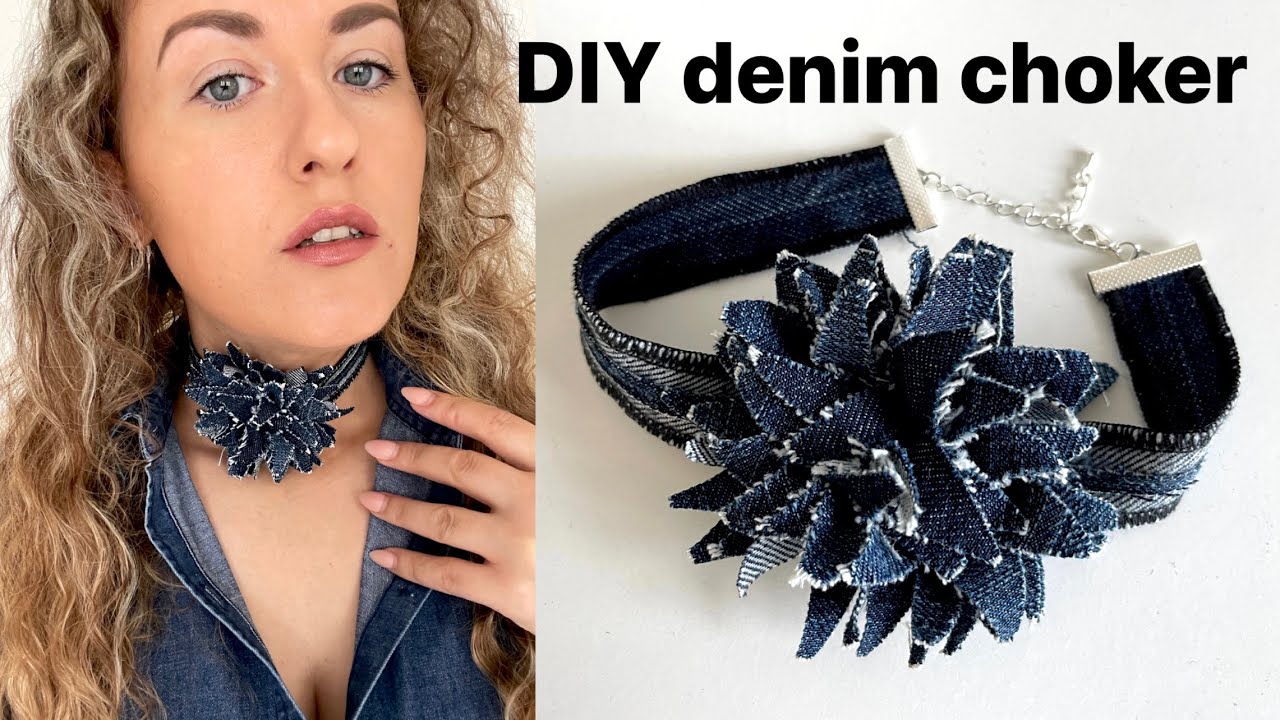 Denim Rose Corsage Choker