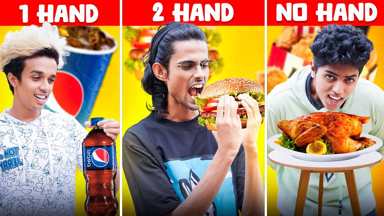 NO HANDS vs ONE HAND vs TWO HANDS Challenge 😨😂 8 ന്റെ പണി കിട്ടി 🤣 We