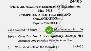 2018 Mdu BTech CSE 4th Sem Computer Architcture & Organization Question Paper