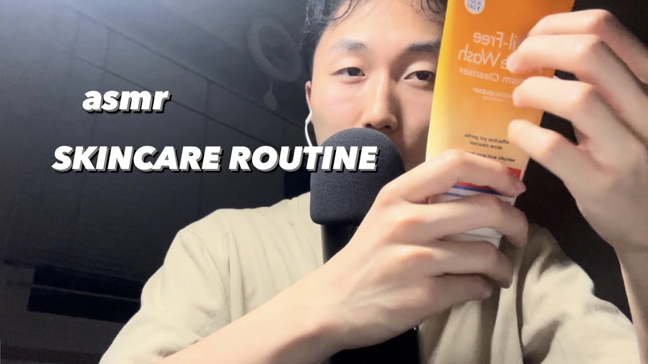 ASMR male skincare routine | tapping, whispering, relax