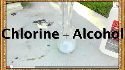 Reaction between chlorine tablets and alcohol.