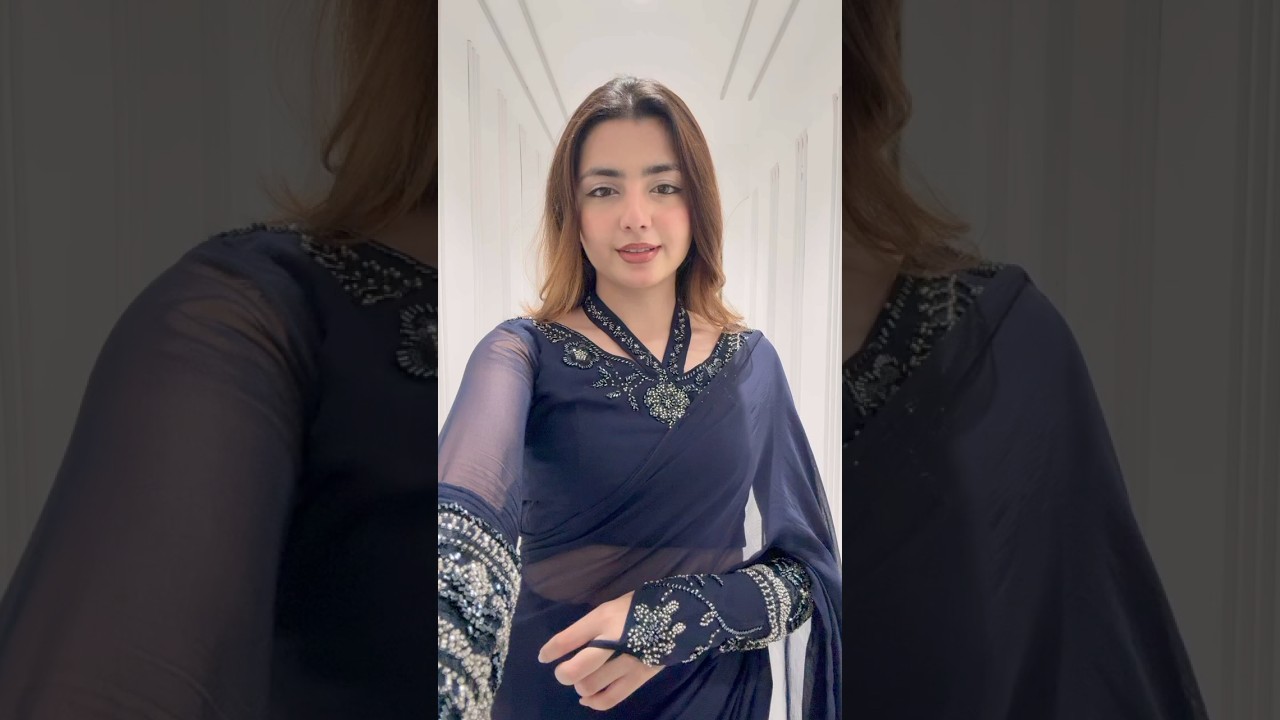 Solid Navy Blue Saree By Saadibrahimstudio