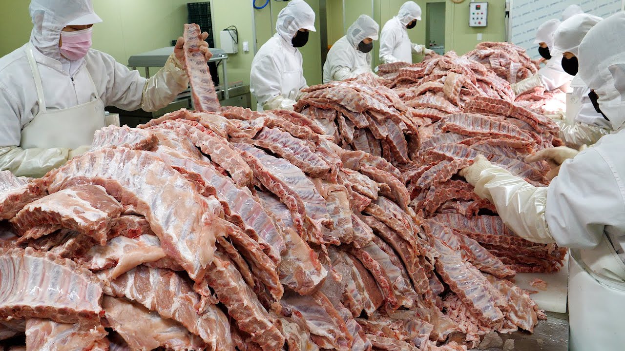 ⁣전국에 매장만 150개! 하루 3000kg 생산하는 독보적인 쪽갈비 바베큐 대량생산 공장 amazing korean barbecue pork loin ribs BBQ factory