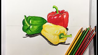 COMO DIBUJAR y Pintar UN BODEGÓN con LAPICES DE COLOR  (MUY FÁCIL)️