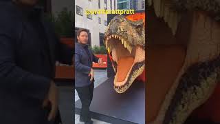 Chris Pratt almost gets eaten by Lego Rexy!!! #jurassicworlddominion #shorts