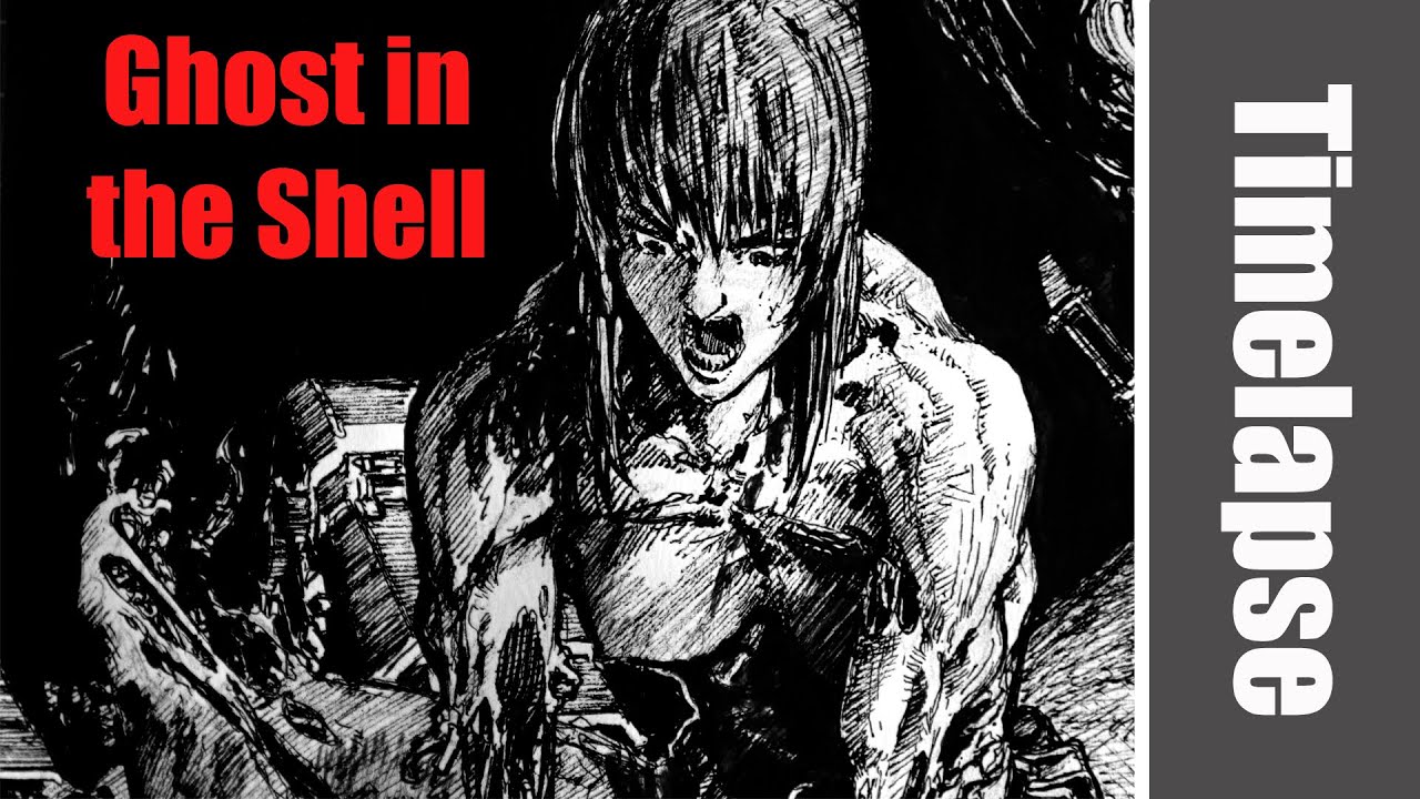 Drawing Ghost In The Shell (Motoko Kusanagi) - Timelapse | Red Hawk ...