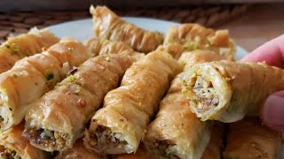 اصابع البقلاوة التركية بالفستق الحلبي او الجوز مقرمشة وسهلة التحضير Pistachio Baklava