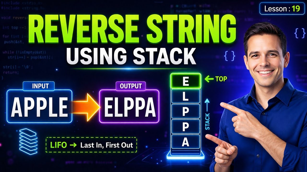 C Program: Reverse String Using Stack (DSA) - Step-by-Step ...