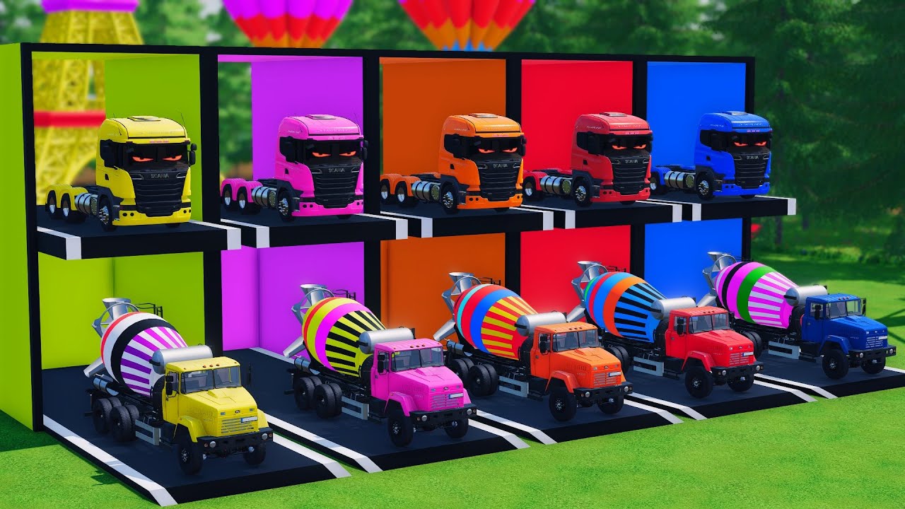 TRANSPORTING BUS, POLICE CARS, DUMP TRUCK, BOX TRUCK, FIRE TRUCK WITH SCANIA TRUCK - FS22 #22