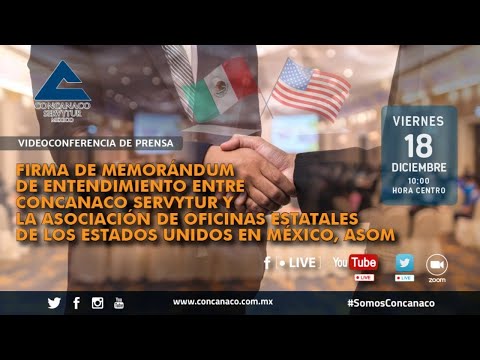 #EnVivo | Firma de memorándum de entendimiento entre Concanaco Servytur y la Asociación de Oficinas