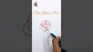 How to draw a Rose in one line art / ROSE Drawing Easy / One line art  #shorts #shortvideo