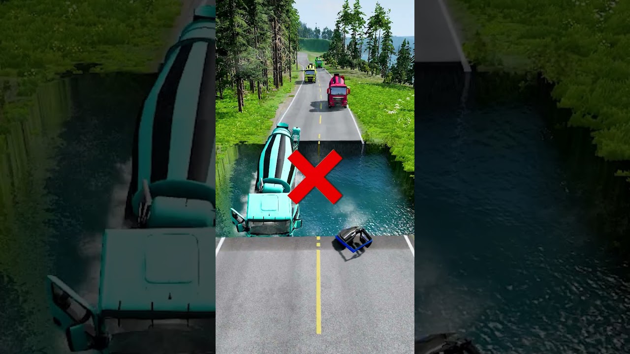 Mixer trucks vs massive water pit #15 