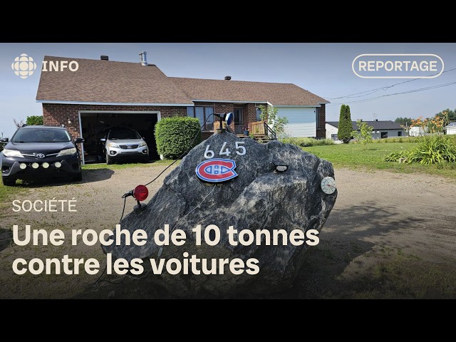 Un habitant de Saint Barnabé installe un rocher de dix tonnes pour protéger sa maison