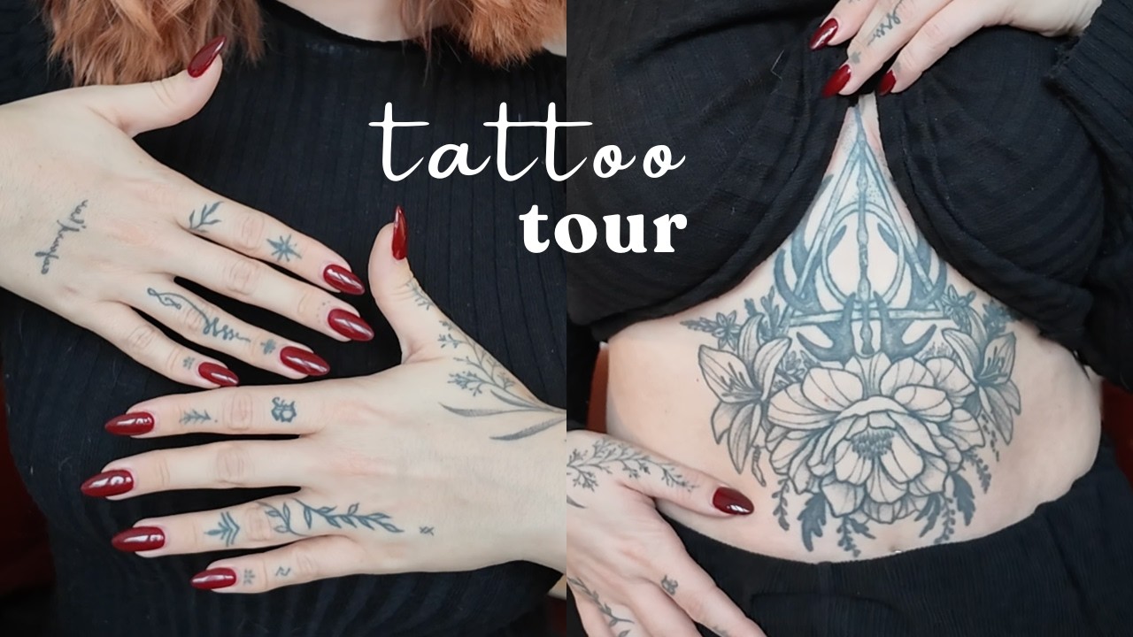 Tattoo tour 2025 | Regrets, pain level & meanings (30+ on arms, hands, stomach & legs)