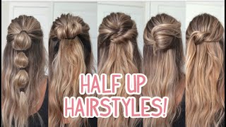 Looking for simple yet stylish looks for days youre running late This  collection of easy half up half   Long hair styles Long hair wedding  styles Half up hair