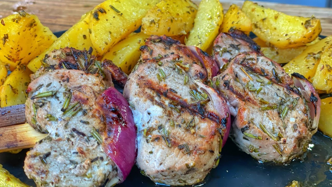 Souvlaki mit griechischen Zitronenkartoffeln - Westmünsterland BBQ