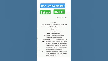 BSc 3rd semester botany question paper 2024-2025 | bsc 3rd semester botany important questions rmlau