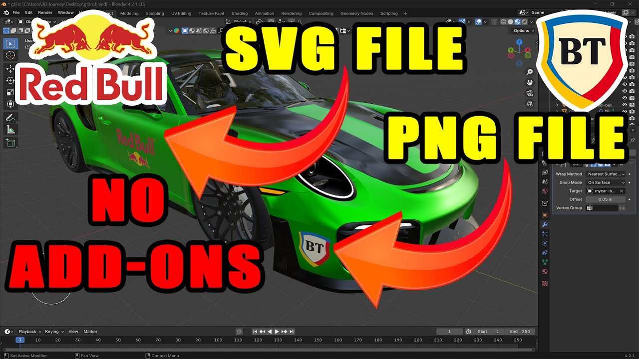 Blender - How to Add Decals (SVG and PNG) with no addons - YouTube