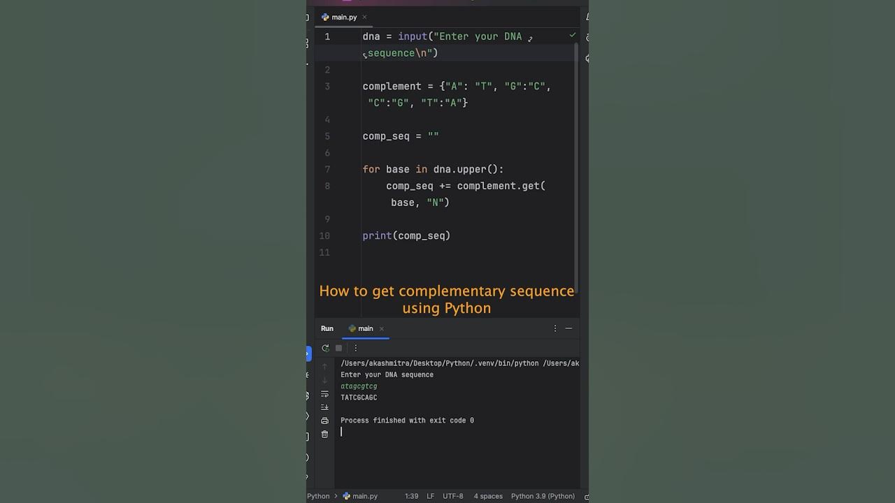 #python code for making DNA complement - YouTube