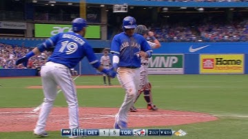DET@TOR: Goins scores from second base on a sac fly