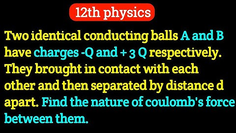 Two identical conducting balls A and B have charges -Q and + 3 Q respectively......  #sdphysics