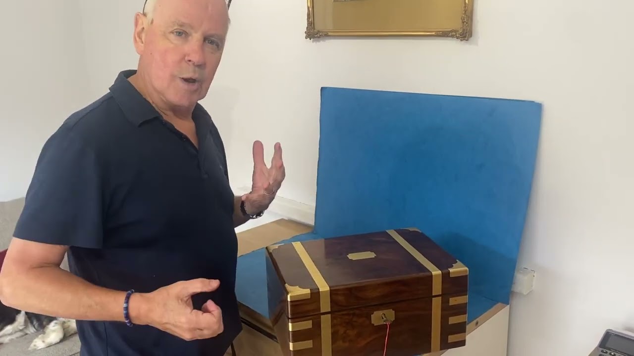 Victorian Brassbound Walnut Military Style Writing Slope.