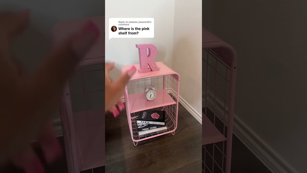 Pink shelf from Amazon! So easy to assemble