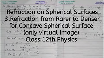Refraction from Rarer to Denser for Concave Spherical Surface of virtual image, Chapter 9, Ray Optic