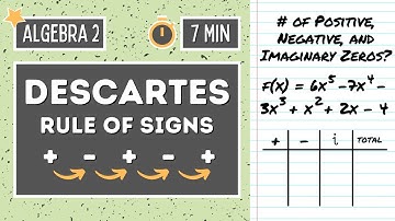 Determine the Possible Number of Zeros | Descartes Rule of Signs | Algebra 2