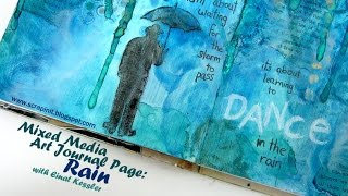 Mixed Media Art Journal Page: Rain