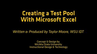 Creating a Test Pool with Microsoft Excel