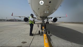 Pushing Back A321 At Karachi Airport