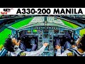 Piloting Airbus A330 into Manila | Cockpit View