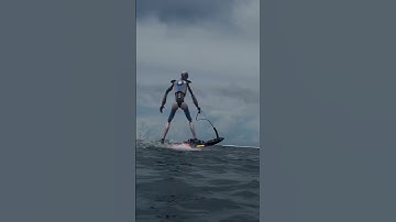 Robot is riding jetsurf. Extreme sports. Wonderstudio. #shorts #ai #mocap
