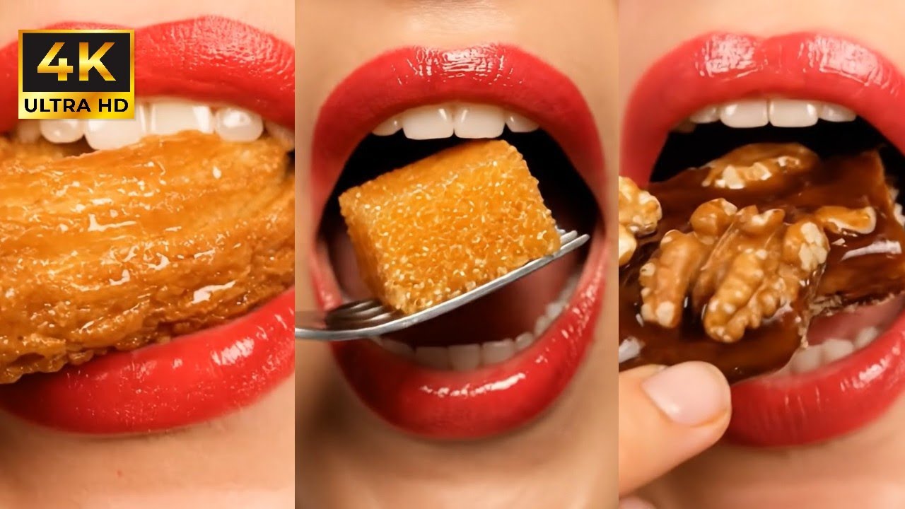ASMR Mukbang Dessert Turkish  Beautiful Lips Eating – Just Chewing Sounds 💋 