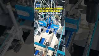 Application of adhesive on shopping bags | Hot Melt Adhesive Machine #DirectFactory #HotMelt#Weleo