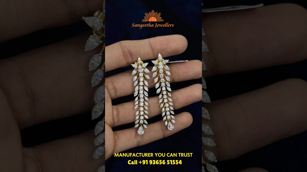 Luxury Silver 925 Long Drop Earrings with Swarovski Stones