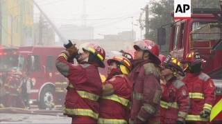 Raw: Massive Fire Engulfs Peru Hardware Shop