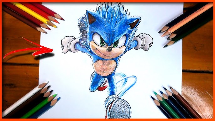 Como Desenhar e Pintar o Sonic correndo bem fofo #desenheosonic #pint